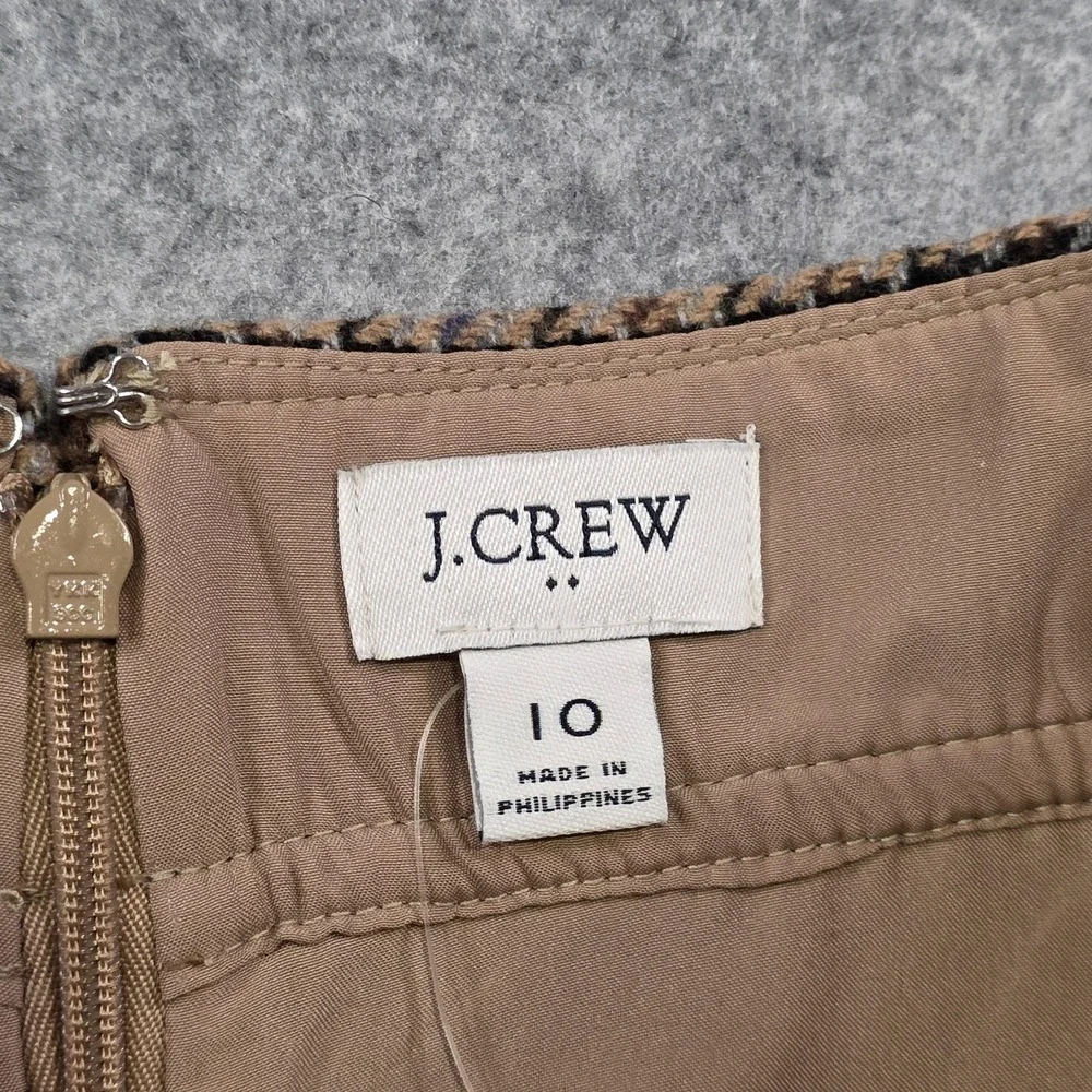 J.Crew Skirt Womens 10 Brown Wool‎ Tweed Houndstooth Pencil Lined Fall NWT